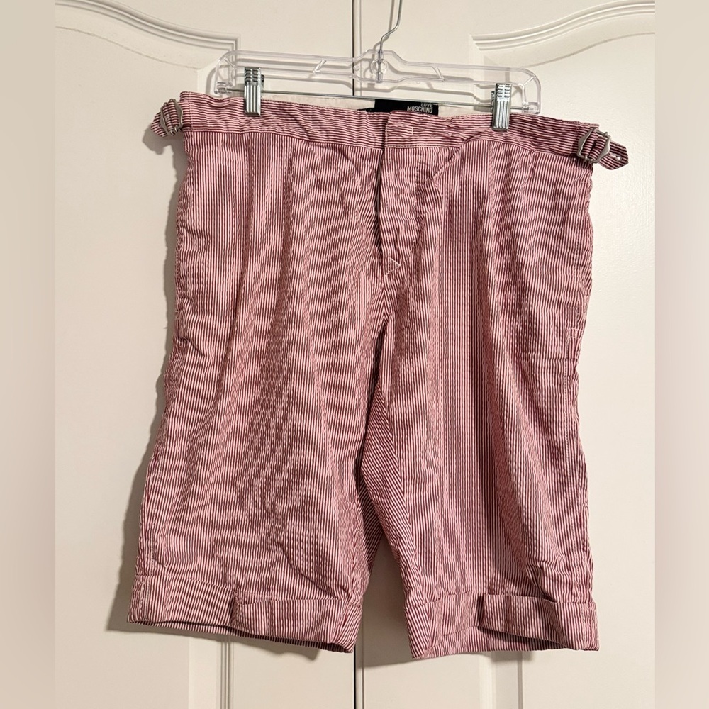 Love Moschino Men's Red Striped Bermuda Shorts